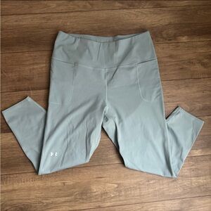 Under Armour UA High Waist Capri Leggings Pocket 1X Light Teal Green Compression